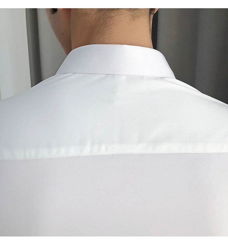 Silk Shirt Men Long Sleeve Shirts Business Formal Wear