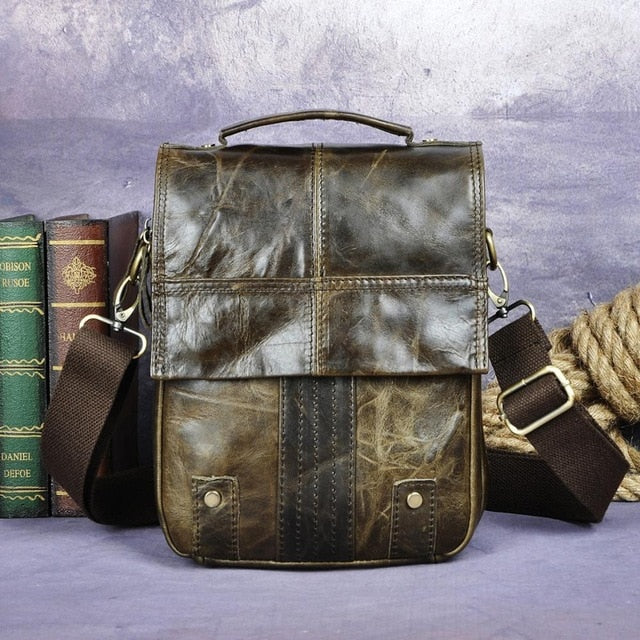 Quality Leather Male Casual Design Shoulder Messenger bag Cowhide Fashion Cross-body Bag