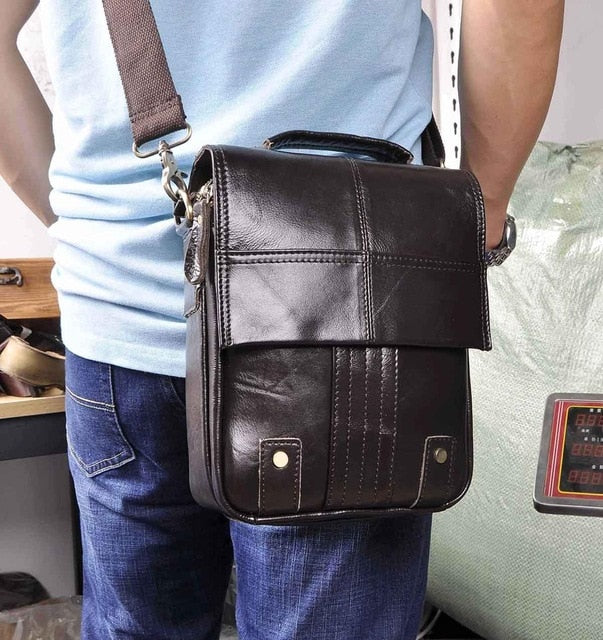 Quality Leather Male Casual Design Shoulder Messenger bag Cowhide Fashion Cross-body Bag