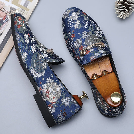 Men Casual Embroider Loafers Shoes