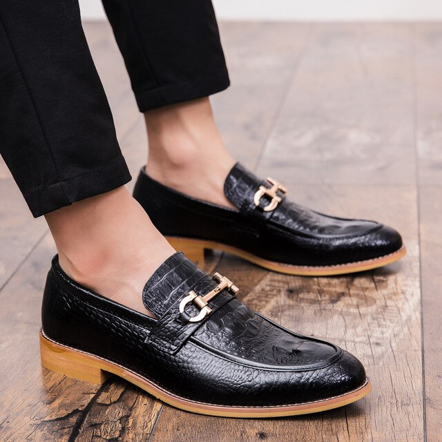 Pointed Toe Men's Dress Shoes Genuine Leather Formal Shoes