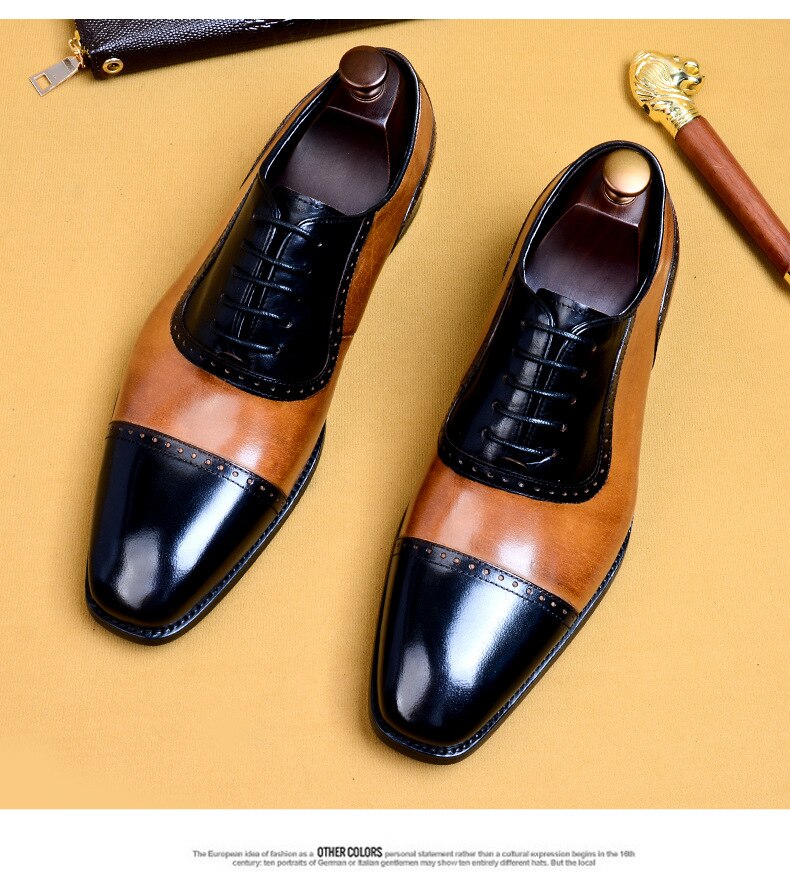 Genuine Cow Leather Brogue Vintage Handmade Oxford Shoes