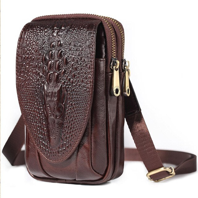 Small Genuine cowhide leather Men's Shoulder Bag Clutch Hangbag Messenger Male Bags Crossbody Sling Tote Small Zipper Belt Bags