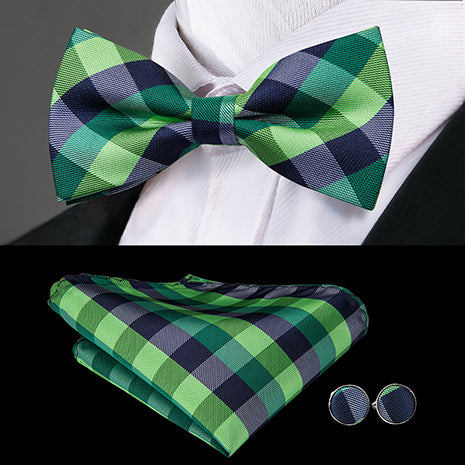 Butterfly Pre-Tied Bow Tie with Pocket Square & Cufflinks