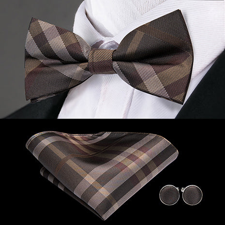 Butterfly Pre-Tied Bow Tie with Pocket Square & Cufflinks