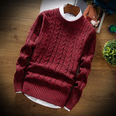 Solid Twist Slim Fit Knitted Casual Turtleneck