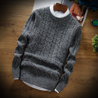 Solid Twist Slim Fit Knitted Casual Turtleneck