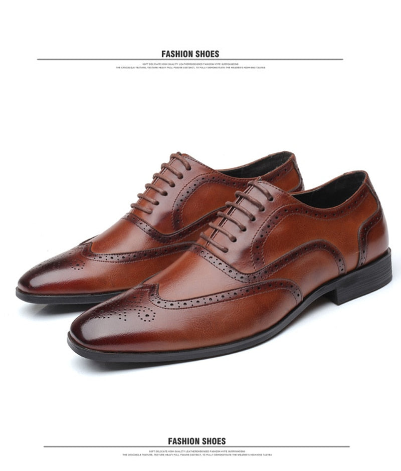 Classic Pointed Toe Leather Business Formal Oxford Shoes