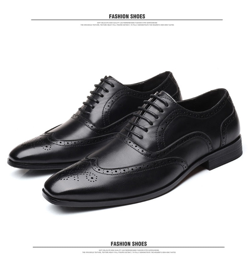 Classic Pointed Toe Leather Business Formal Oxford Shoes