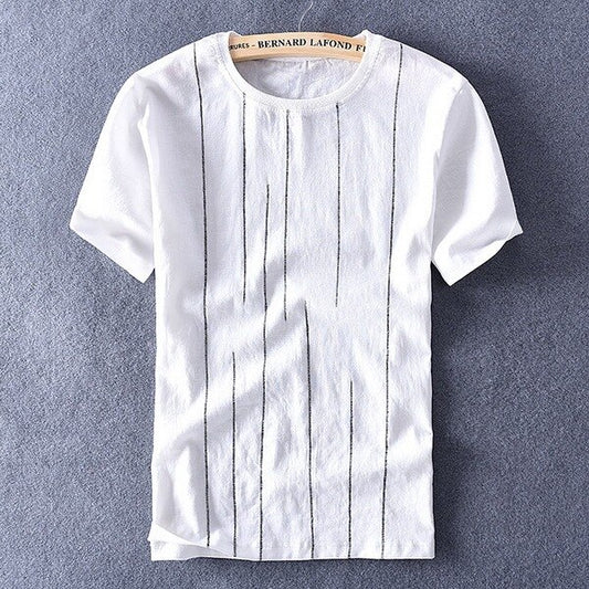 Men linen casual stripe t-shirts