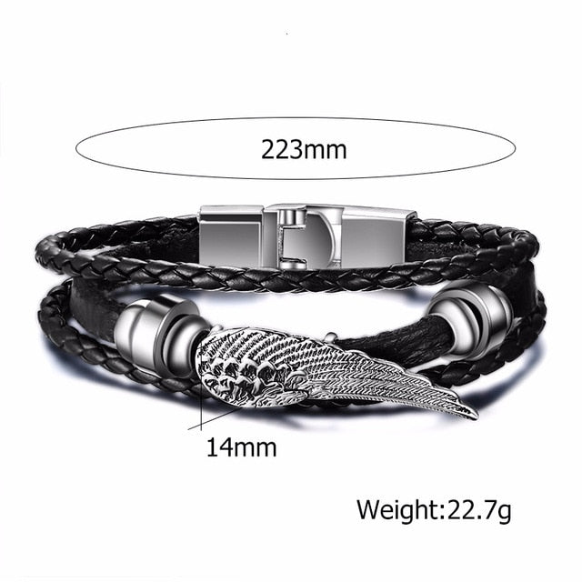 Rudder Charm Multi-layer Leather Rope Bracelets Bangles