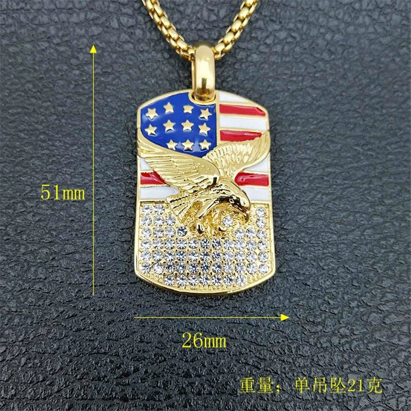 American Flag Gold Pendant | American Eagle Gold Necklace | TOXYNO