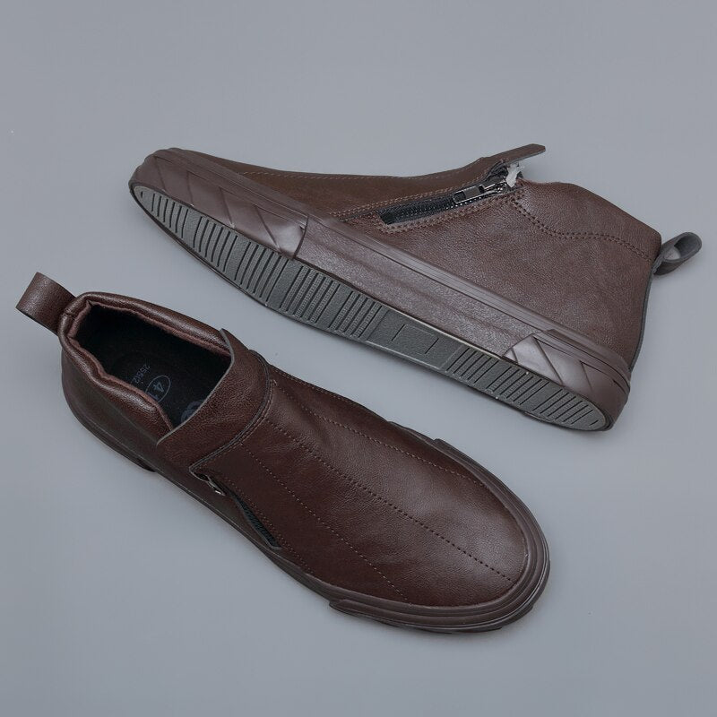 Fashion Vulcanized Casual Leather Loafer Breathable Shoes