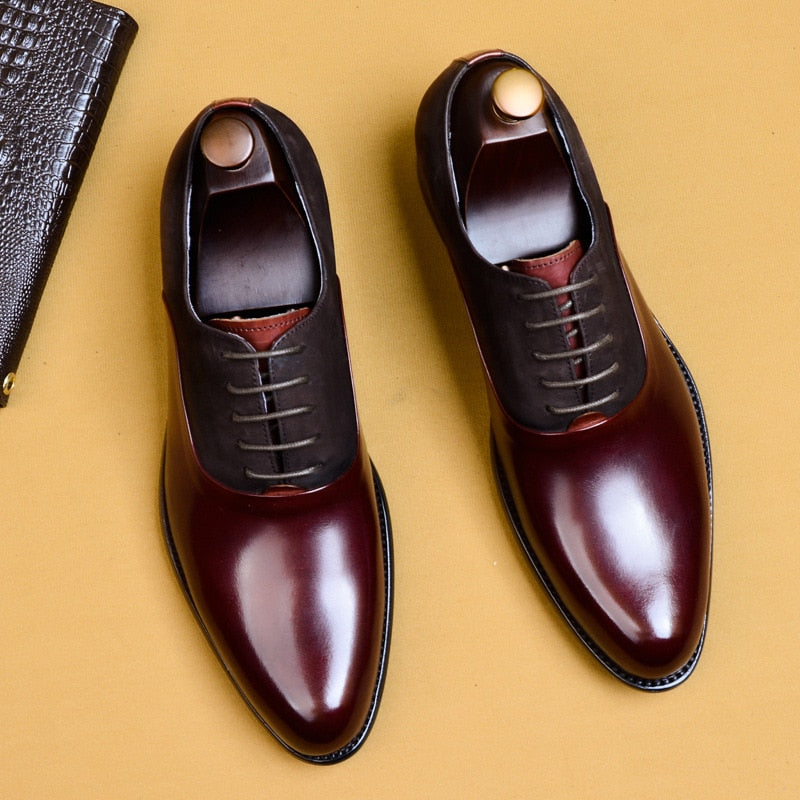 Genuine Leather Brogue Business Men's Vintage Handmade Oxford Shoes