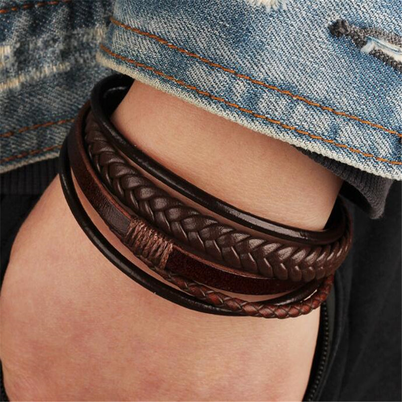 Genuine Leather Multilayer Braided Rope Bracelets