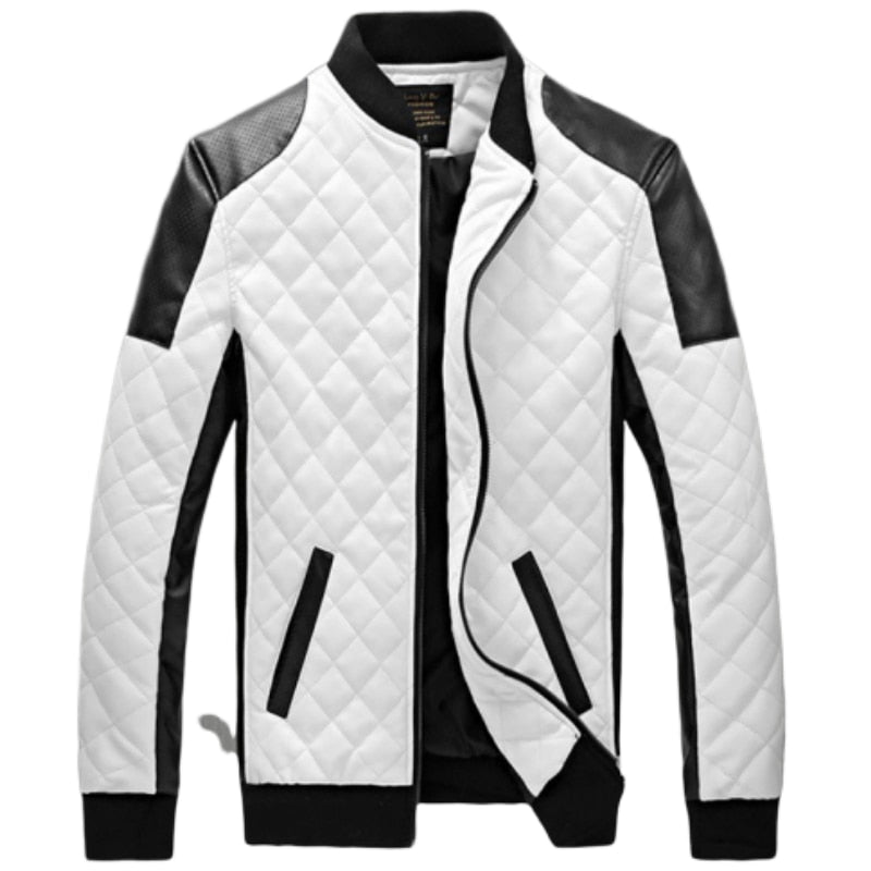 Mens Leather Classic Motorcycle Bike Jacket