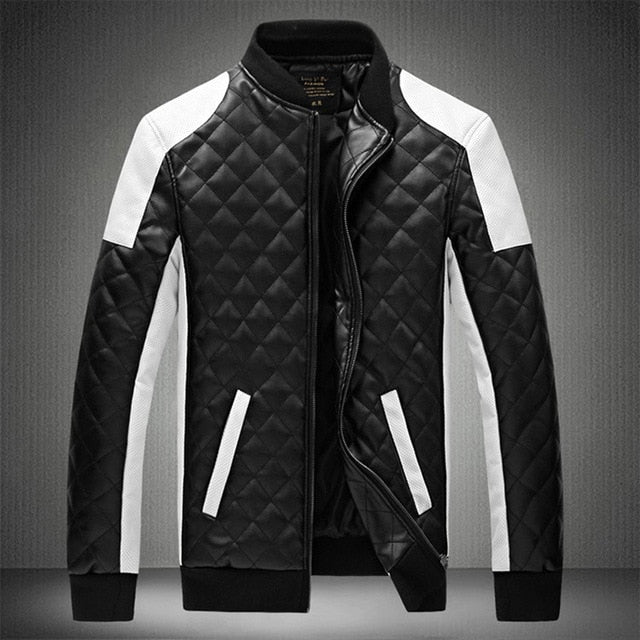 Mens Leather Classic Motorcycle Bike Jacket