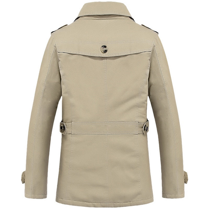 Trench Coat Mens Long Coat Slim fit Brand Clothing Windbreaker