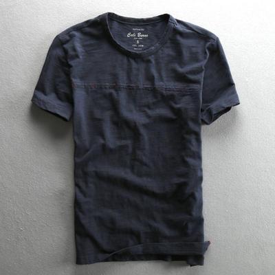 Vintage Solid Bamboo Cotton Stitching T-shirt