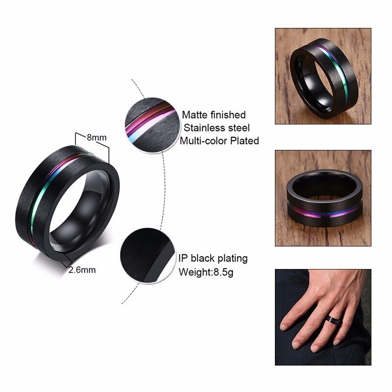 Groove Rainbow Bands Rings
