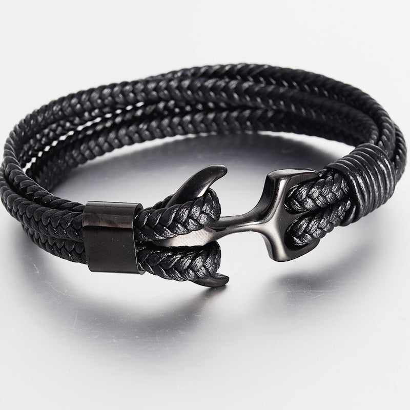Woven Anchor Leather Bracelet Rope Bracelet