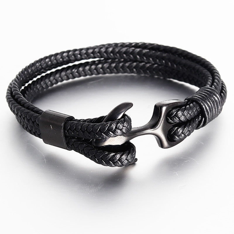 Woven Anchor Leather Bracelet Rope Bracelet