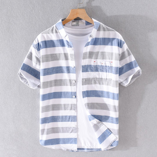 Stripe short sleeve fashion casual comfortable shirt