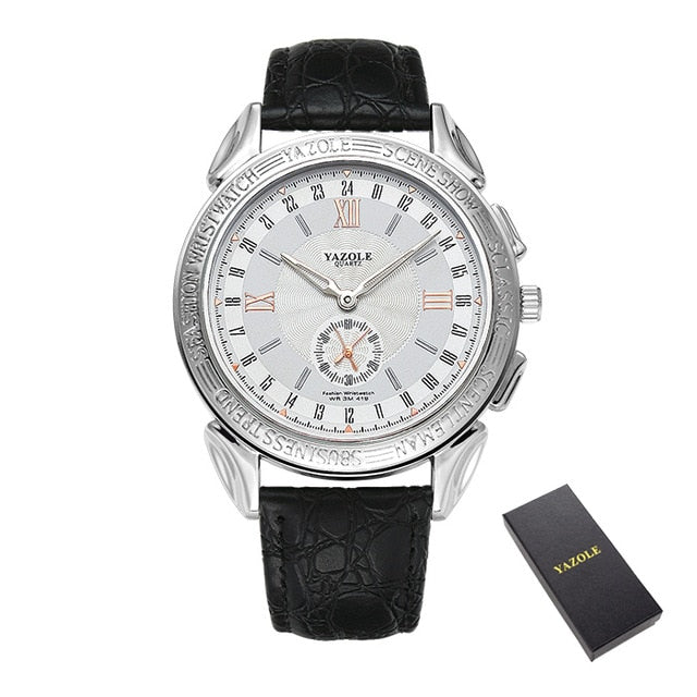 Men Leather Business Quartz Wristwatch