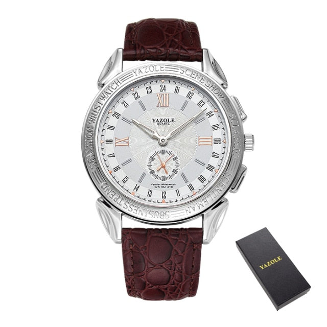 Men Leather Business Quartz Wristwatch