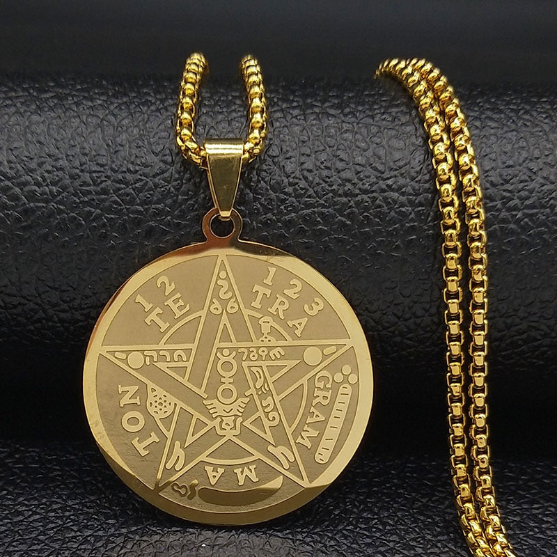Pentagram Gold Pendants Necklace