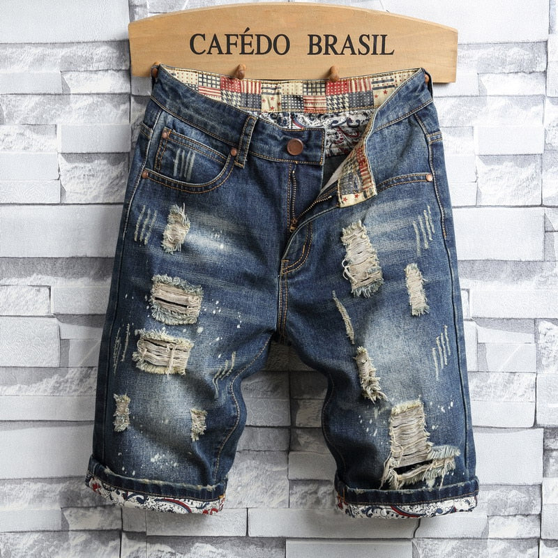 Vintage Ripped Streetwear Hole Slim Denim Shorts