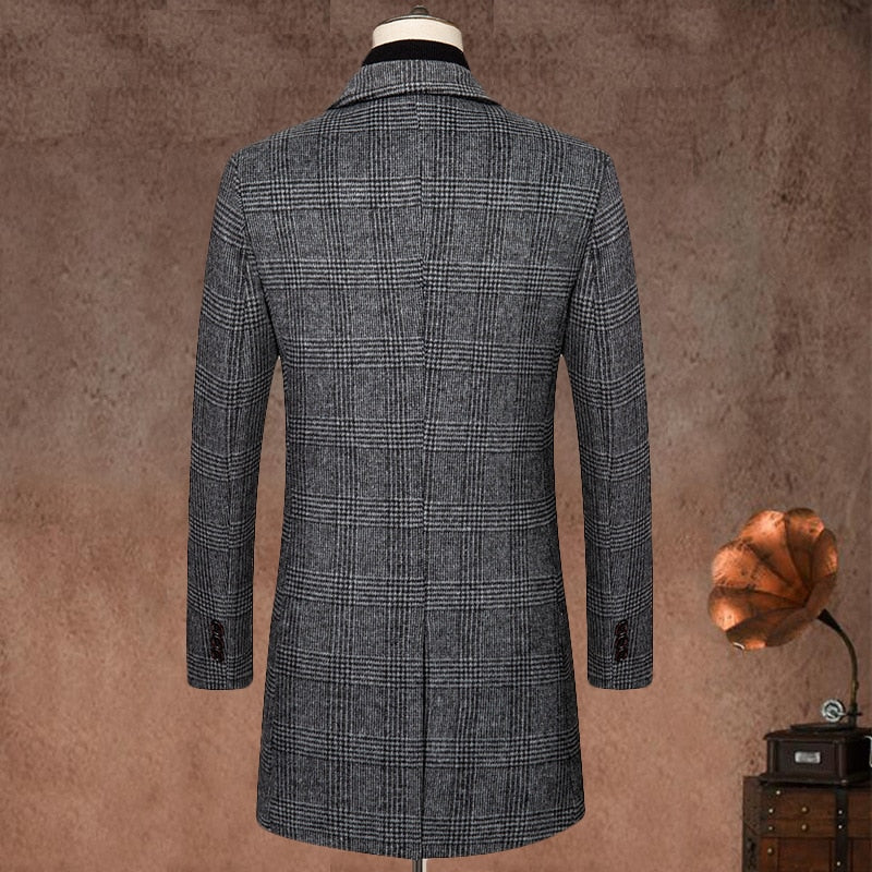 Men Wool Blends Coats Fashion Casual Long Coat
