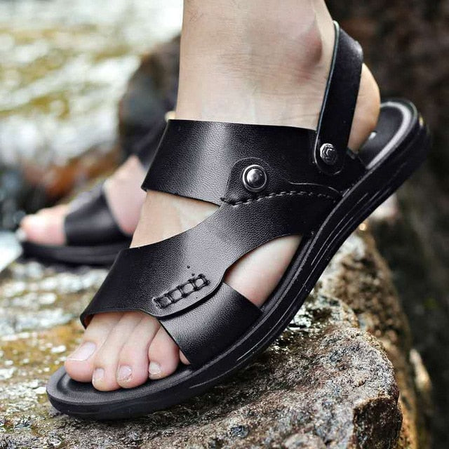 Vintage Leather Slip-On Sandals
