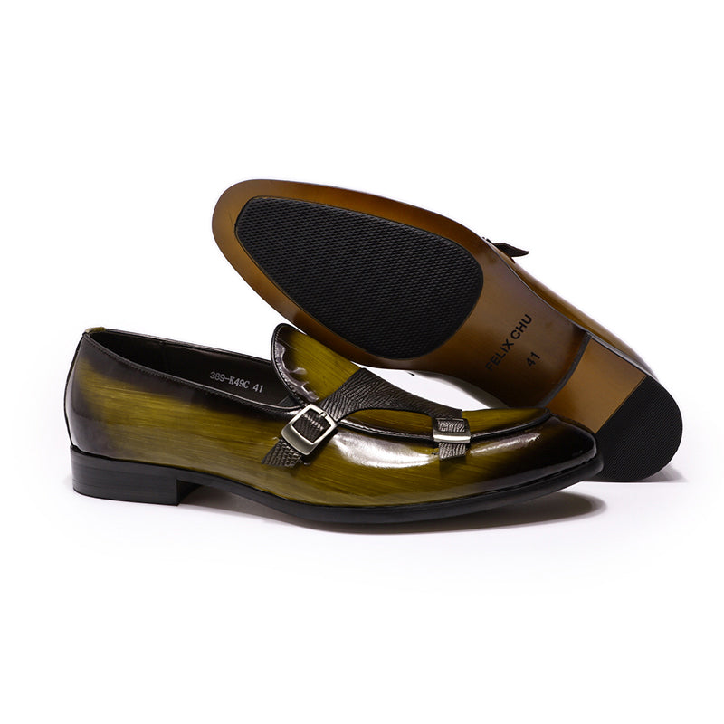 Black Green Monk Shoes | Strap Fashion Men Shoes | TOXYNO