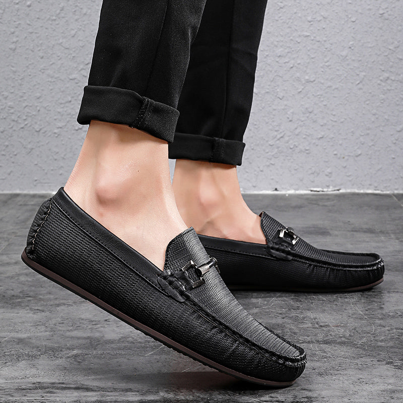 Casual Flats Men Shoes Breathable Loafers Genuine Leather Comfortable Slip Moccasins