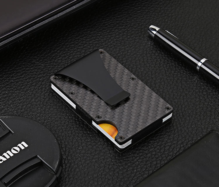 Carbon Fiber Men Mini Smart Trifold Wallet Slim & Small