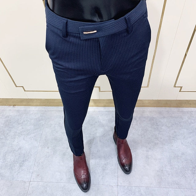 Chic Striped Men's Elegant Slim Fit Dress Pants