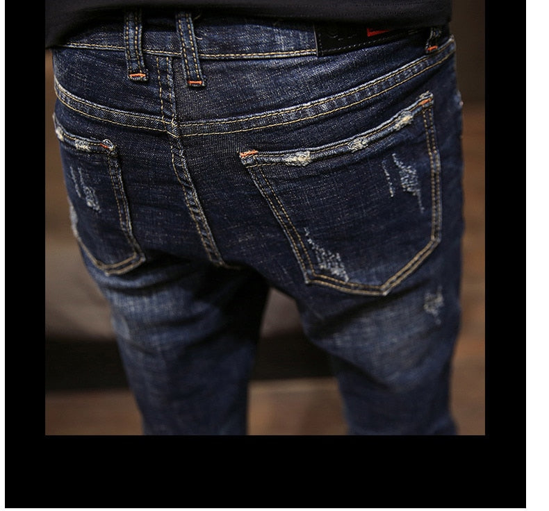 Fashion Denim Men's Slim Fit ripped jeans Pants