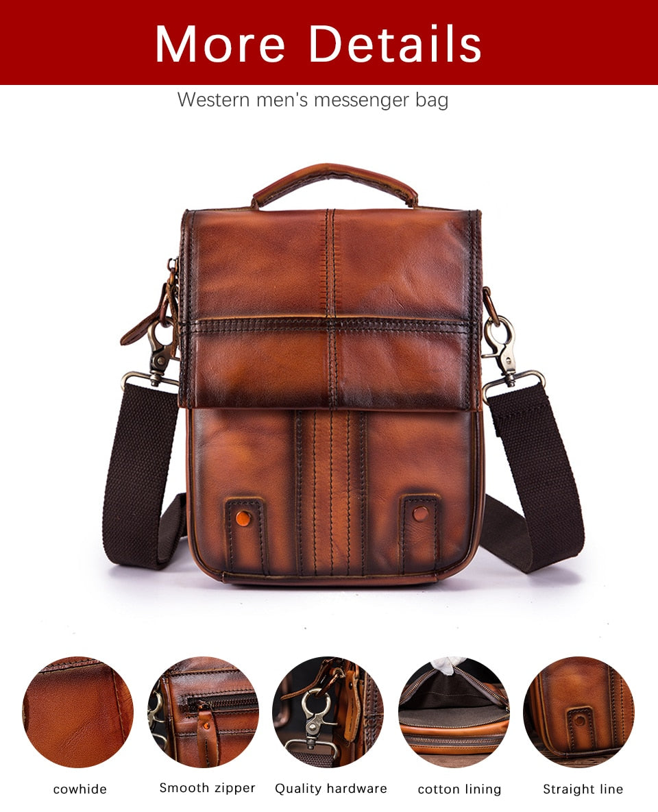 Quality Leather Male Casual Design Shoulder Messenger bag Cowhide Fashion Cross-body Bag