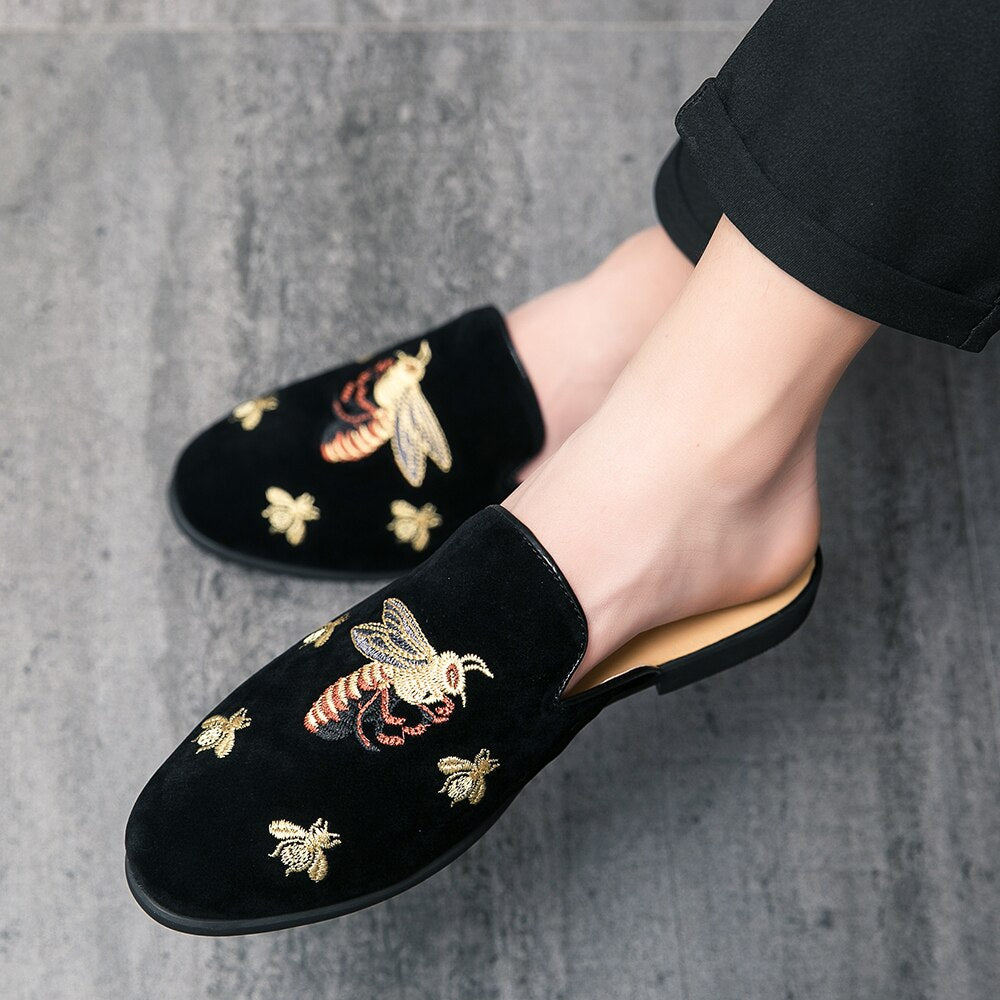 Embroidery Half Shoes Slip-on