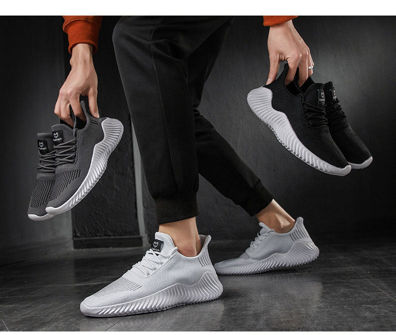 Mesh Men Shoes Breathable White Sneakers Lace-up Lightweight Shoes