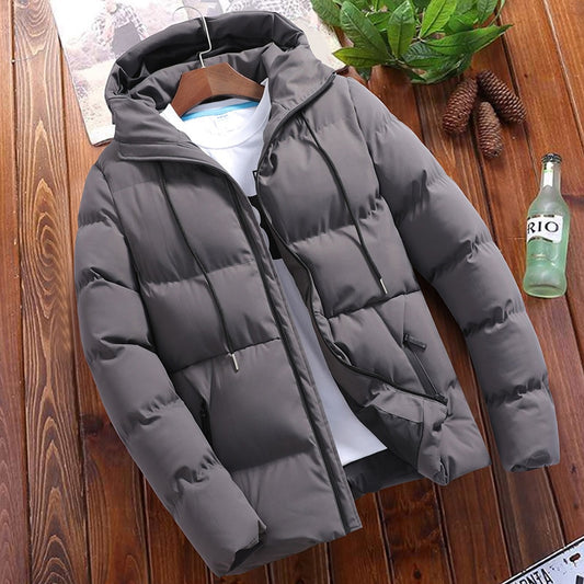 Men's Thick Casual Hooded Warm Windbreaker Parkas Slim Fit Jacket