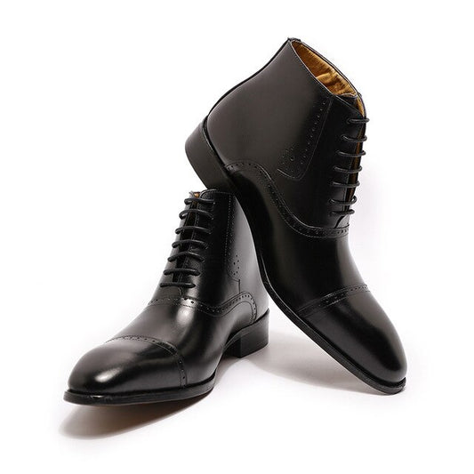 MEN GENUINE LEATHER SHOES LACE UP CASUAL BASIC BOOT