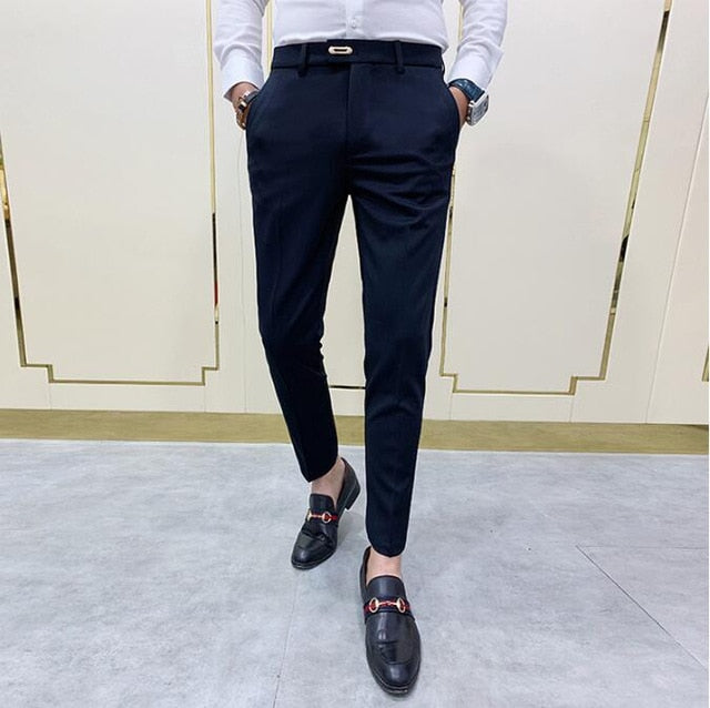 Casual Slim Fit Men's Dress Pants ankle length