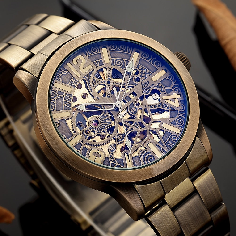 Men Automatic Mechanical Skeleton Wristwatches