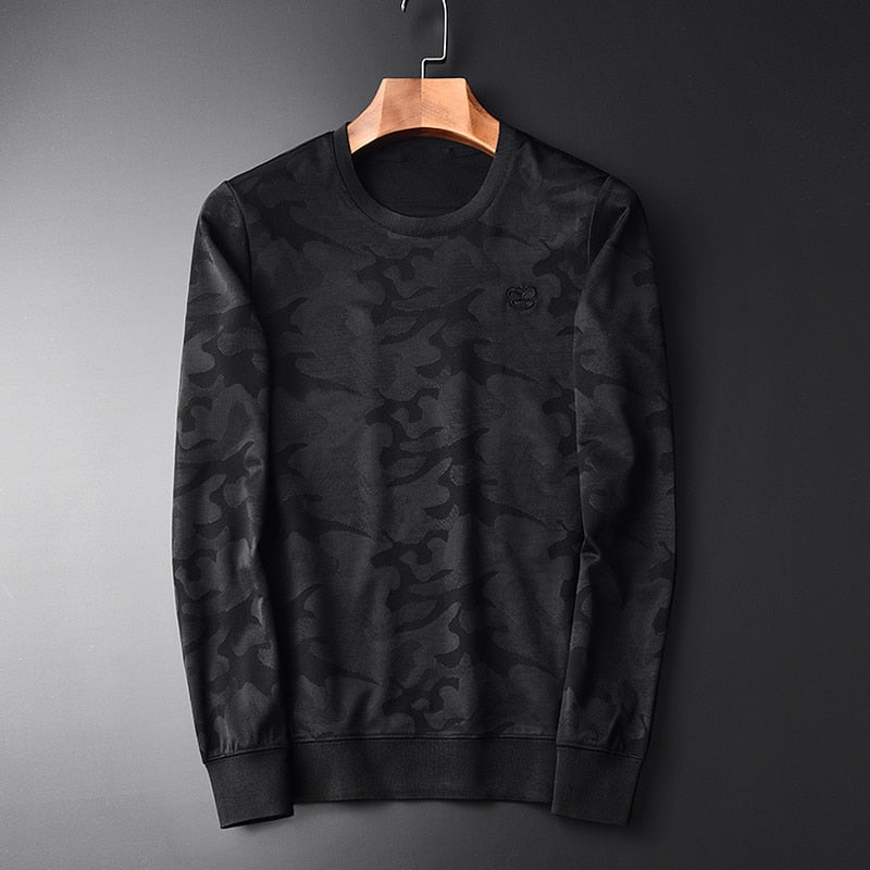 Embroidered Sweatshirts Men Camouflage Round Collar Sweatshirt