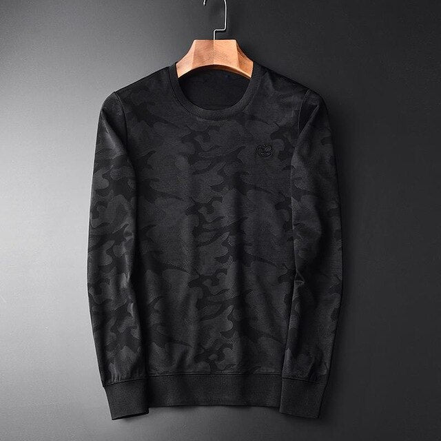 Embroidered Sweatshirts Men Camouflage Round Collar Sweatshirt