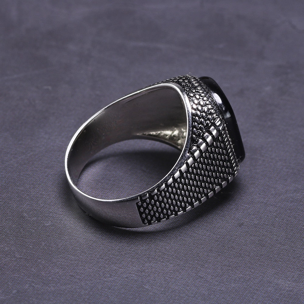 Black Agate Ring Men | Vintage Cool Fashion Ring | TOXYNO