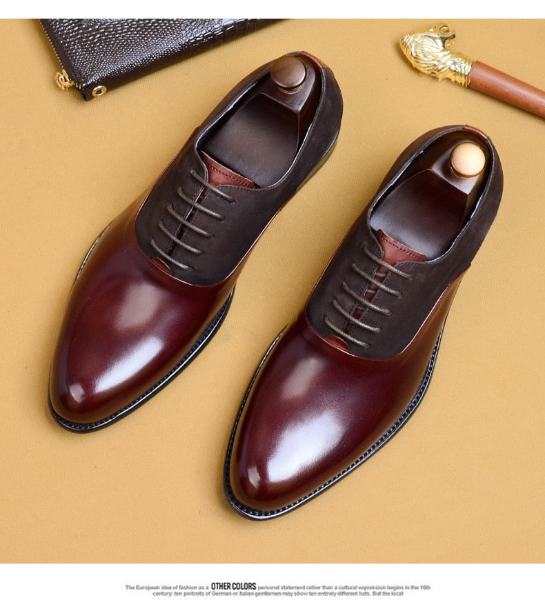 Genuine Leather Brogue Business Men's Vintage Handmade Oxford Shoes