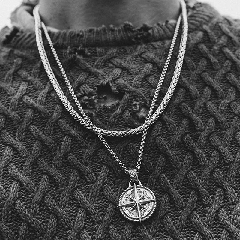 Classic Vintage Compass Men's Pendant Necklace